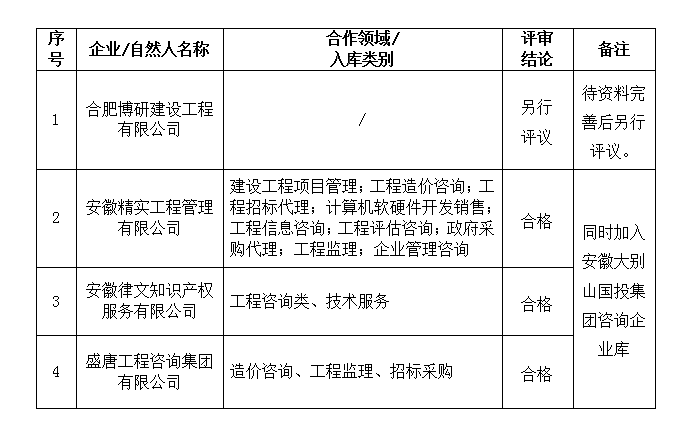 安徽大別山工程咨詢有限公司合作伙伴招募結果公告(九)