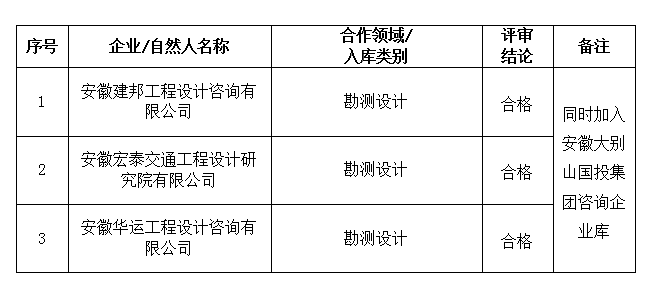 安徽大別山工程咨詢有限公司合作伙伴招募結果公告(十五)