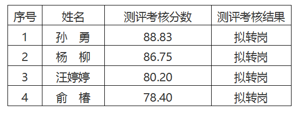 安徽大別山工程咨詢有限公司2024年臨時(shí)員工擇優(yōu)轉(zhuǎn)崗測評考核結(jié)果公示